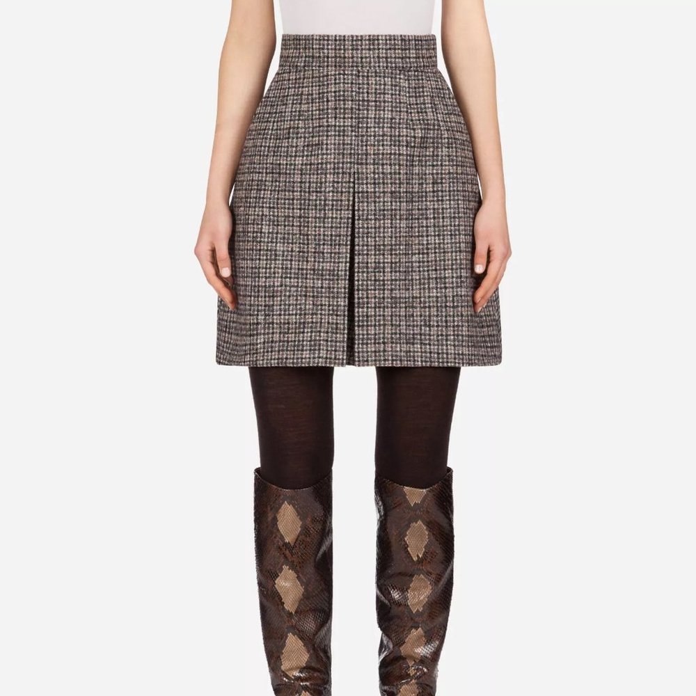 Dolce & Gabbana Tweed Kick Pleat Mini Skirt